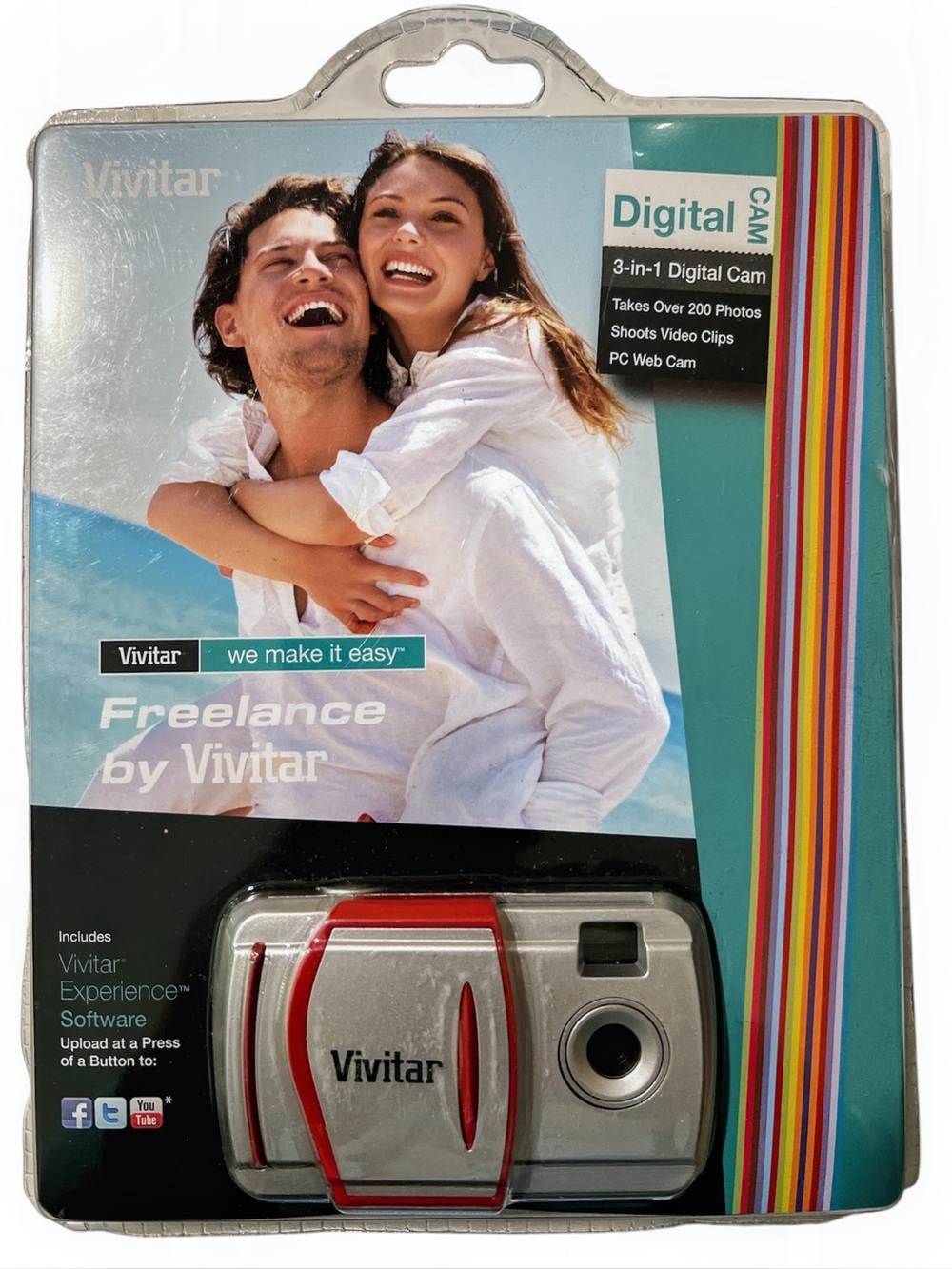 Vivitar 3 in 1 Freelance Digital Camera- Silver with Red Accents